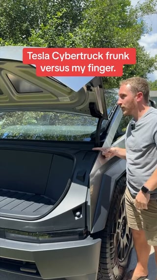 Man shows us what a finger vs Cybertruck’s trunk will do after recent safety updates