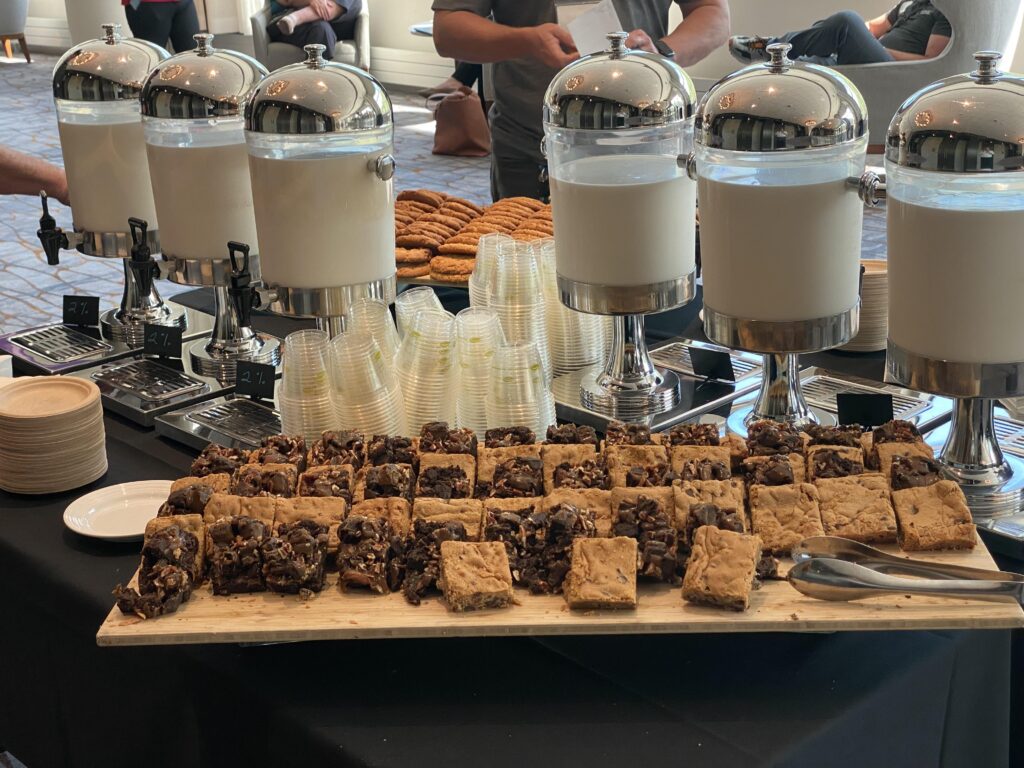 We got milk and cookies at a conference for an afternoon snack. Median participant age – 56.