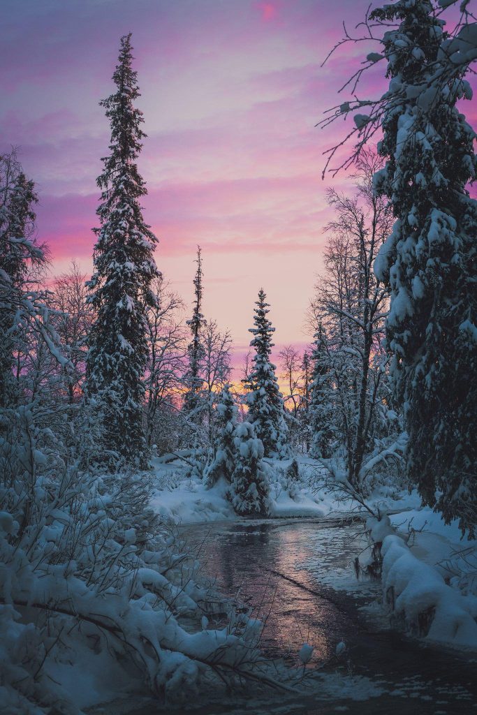 Twilight Over a Wintry River, Lapland, Finland [OC] (1366×2048)