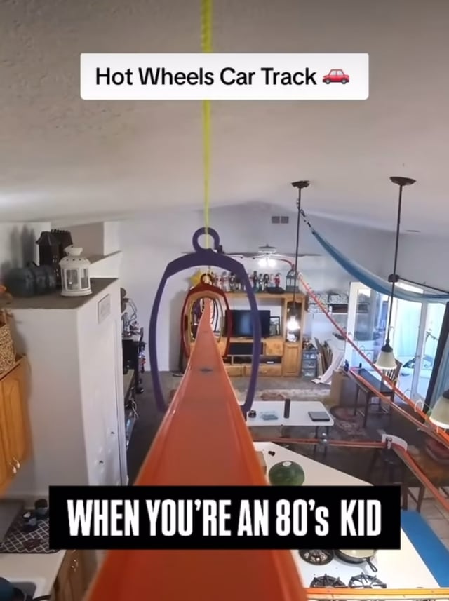 The perfect POV of a hot wheels car track