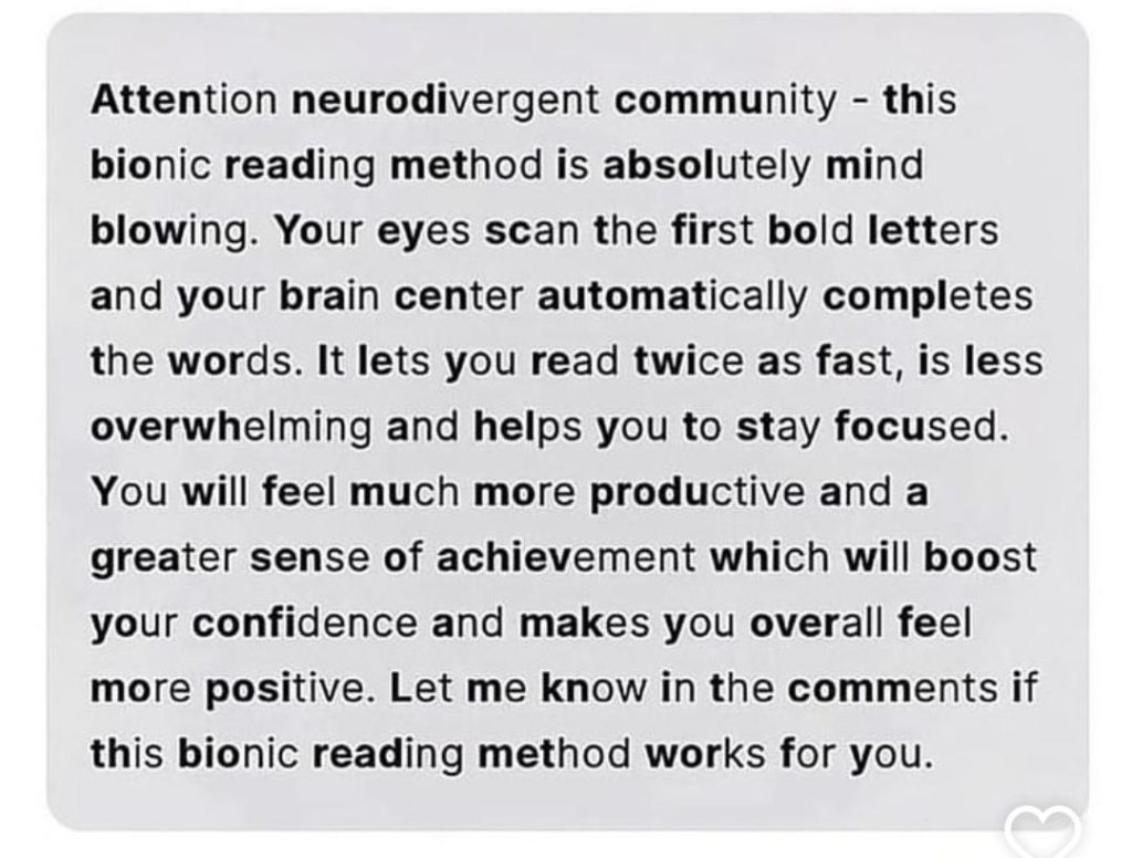 Typing method for faster reading