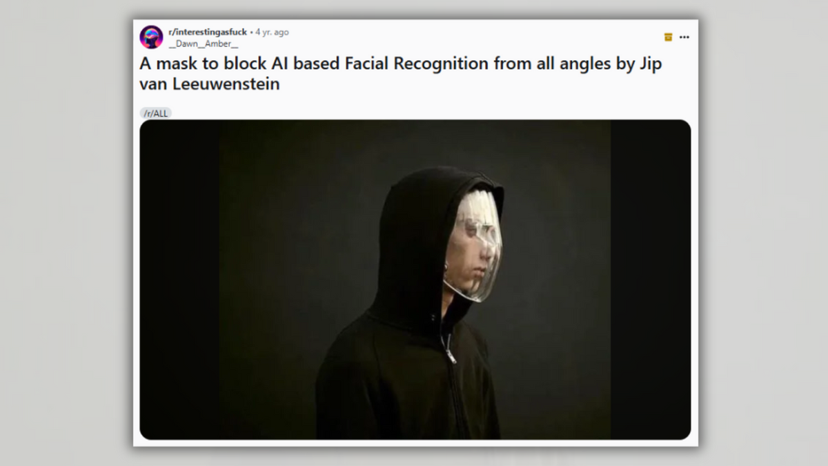 Real Mask Designed To Block AI Facial Recognition ‘from All Angles’?