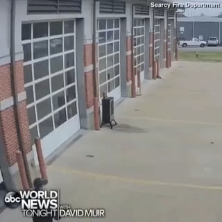 Fire fighter reacting quickly to save a child