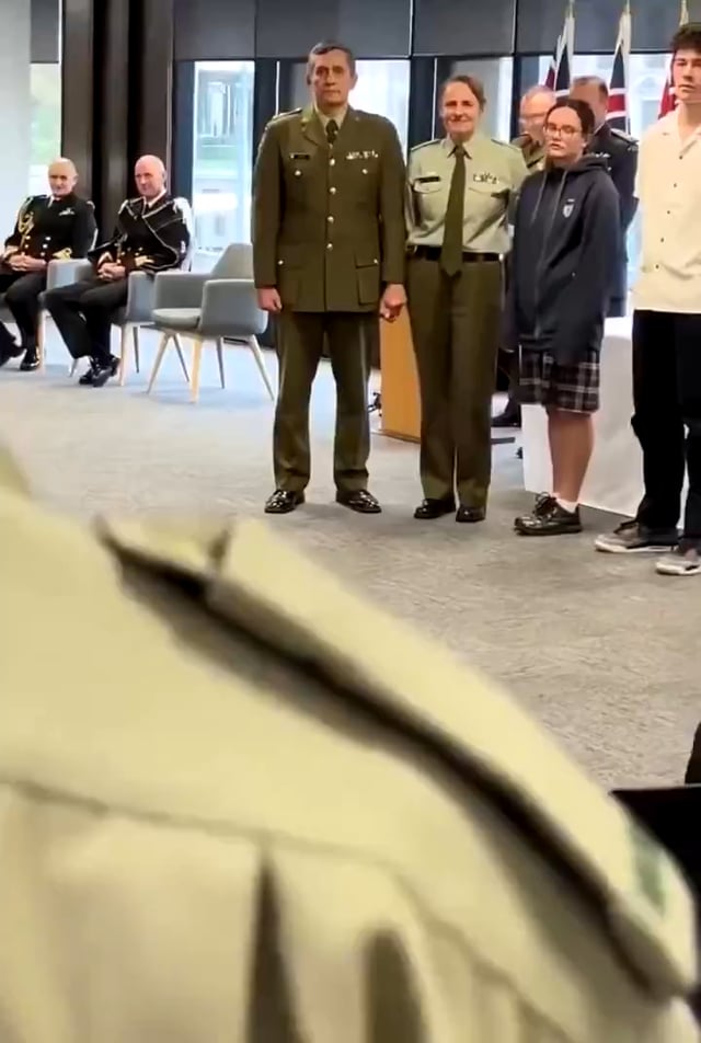 New Zealand army soldiers welcomed the new commanders with the Haka Dance.