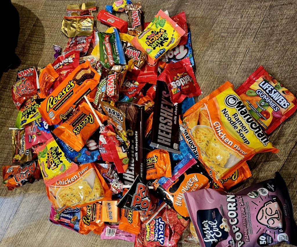 My kid got two packages of chicken ramen in his Halloween haul