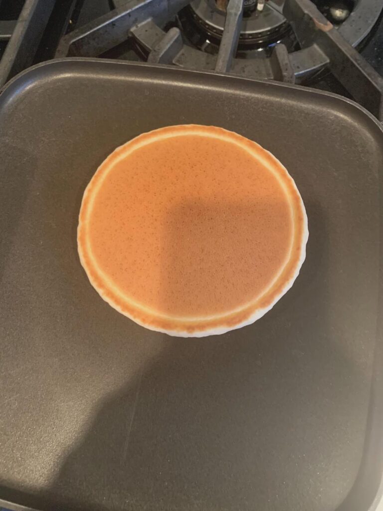 My brother made a perfect pancake today