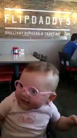 This baby is visually impaired, and then he was given additional glasses, so he could see clearly. His smile when he saw his mother and father clearly