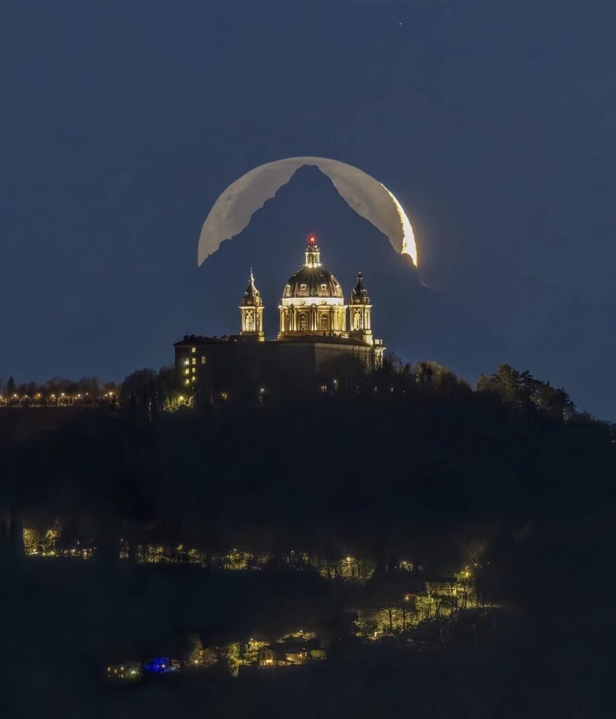 Italian photographer, Valerio Minato, spends 6 years capturing the perfect moon, mountain, and basilica alignment