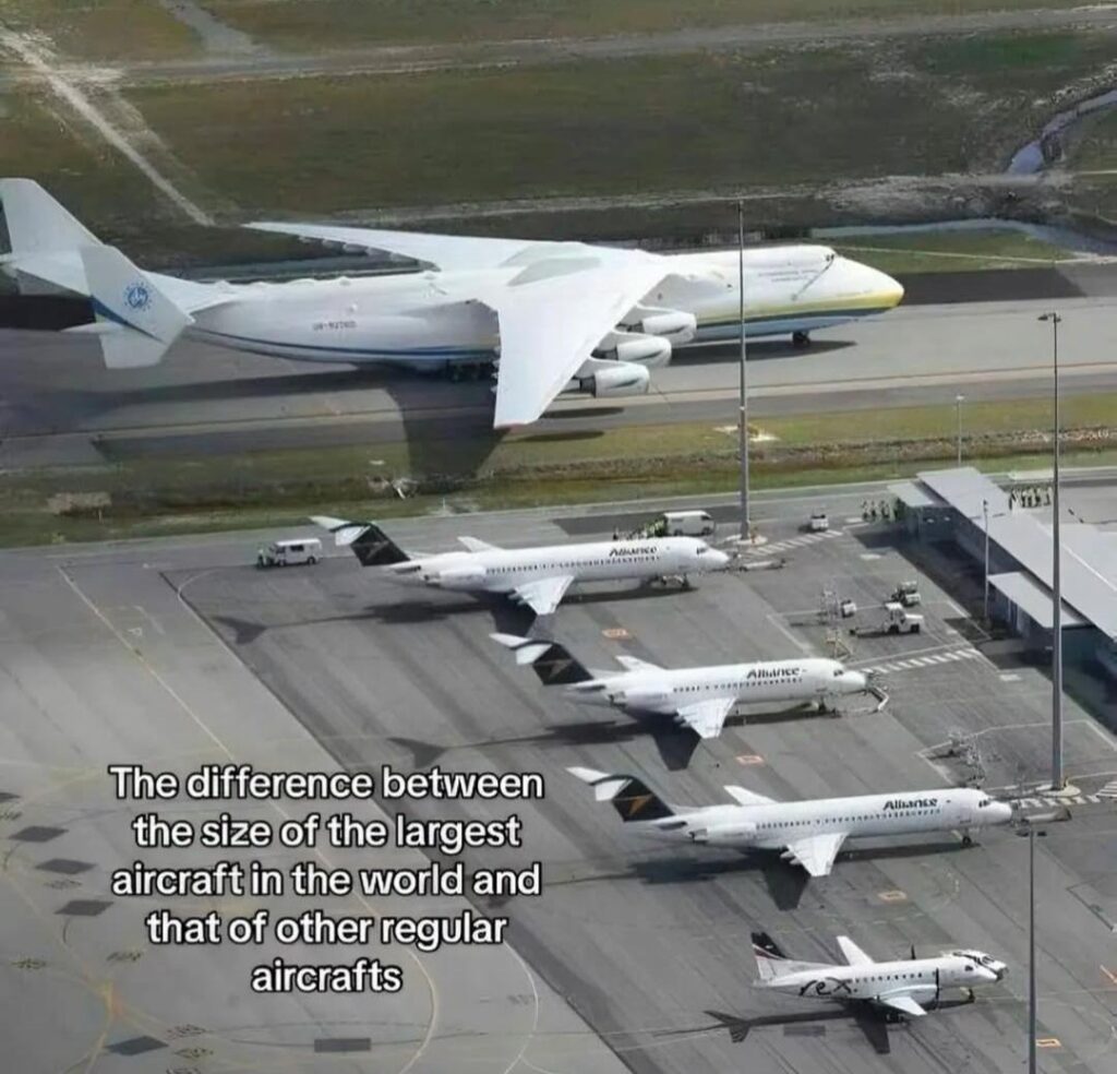 Largest aircraft in the world compared to regular aircrafts