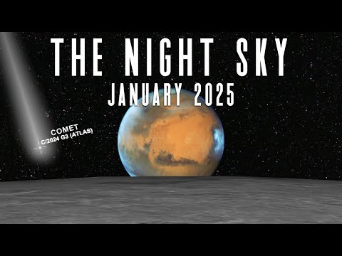 The Night Sky | January 2025 | Moon Moves In Front of Mars | Comet ATLAS | Quadrantids Meteor Shower