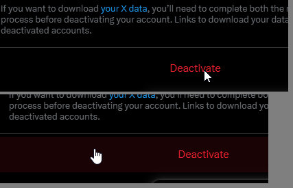 Couldn’t Deactivate my X Account a Few Weeks Ago. Figured Out Why. Click on the blank area to the left.