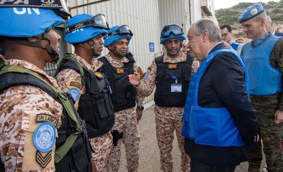 In Lebanon, Guterres highlights challenges and support for peacekeepers