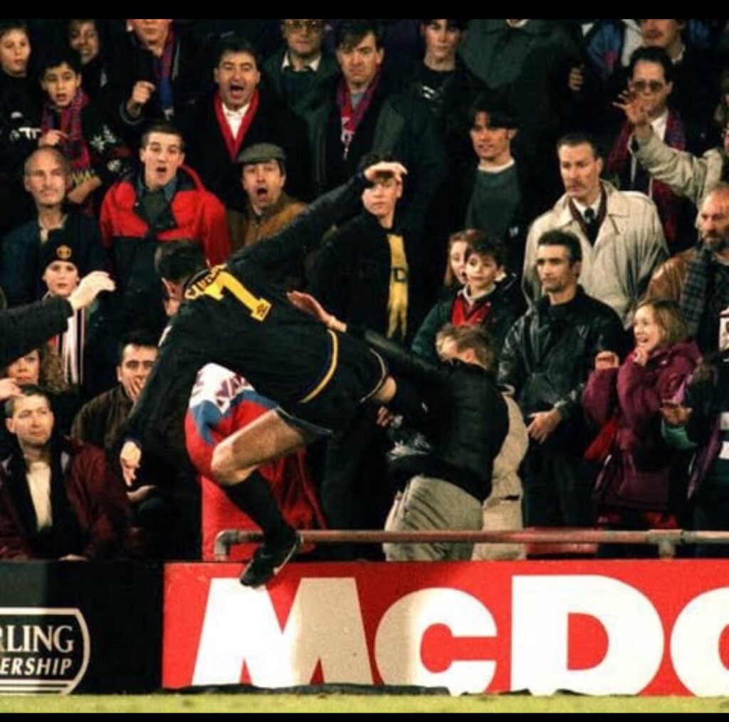 Eric Cantona kicks a n*a*zi in the crowd